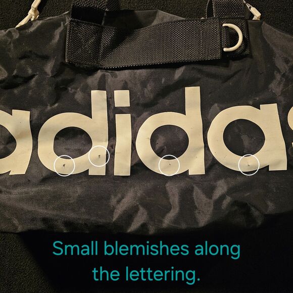 VTG Y2K Adidas Distressed Spell Out Big Logo Handled Duffel Weekender/Gym Bag - Picture 5 of 14
